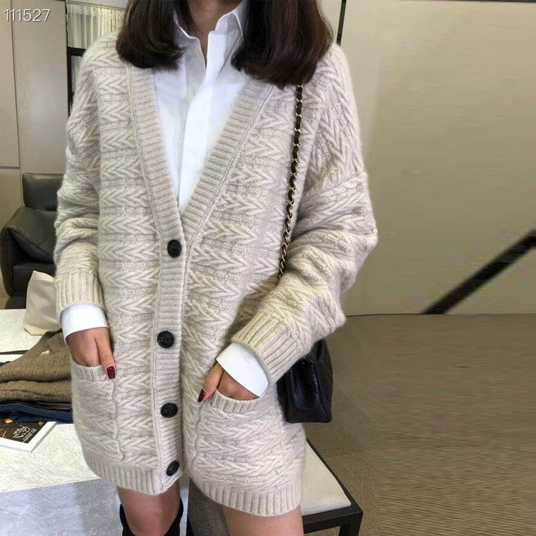 Демисезонный длинный Woolen кардиган, куртка, до середины икры, свободного кроя