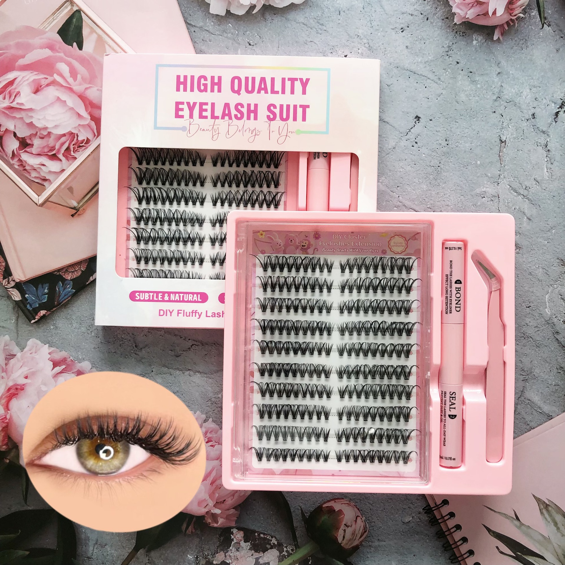 Conjunto de pestañas falsas transfronterizas de gran capacidad serie WM Europa y América nueva ampliación de pestañas gruesas y sueltas