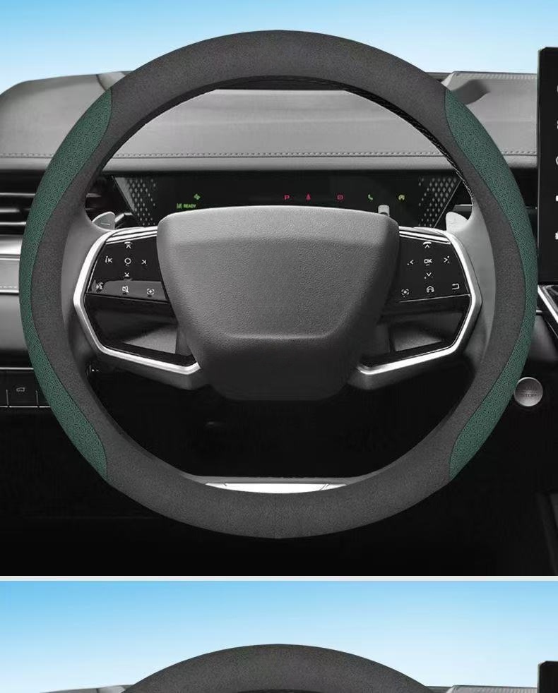 Car Steering Wheel Cover for Men and Women, Universal for All Seasons, New Breathable, Non-Slip, Sweat-Absorbent Round D-Shaped High-End Ultra-Thin Handle Cover