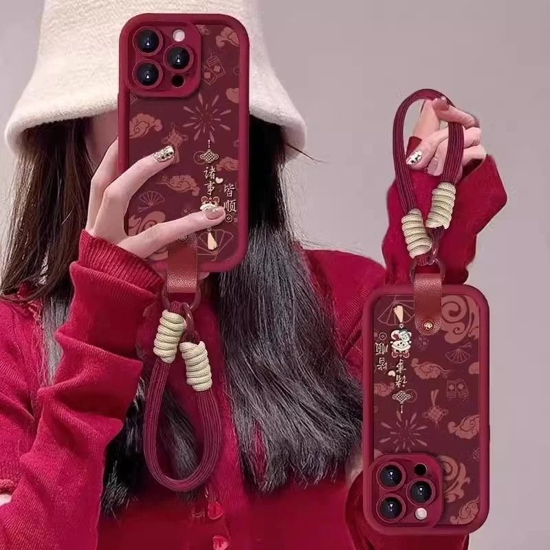 Everything Goes Smoothly, Suitable for Apple 16 Promax Mobile Phone Case iPhone 15 Festive 14 Niche 13 Soft Shell 12 New Style