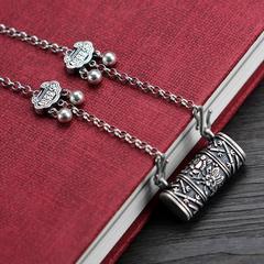 中國民族風平安鎖吊墜鍍銀老式復古項鍊女旗袍配飾項墜國潮飾品