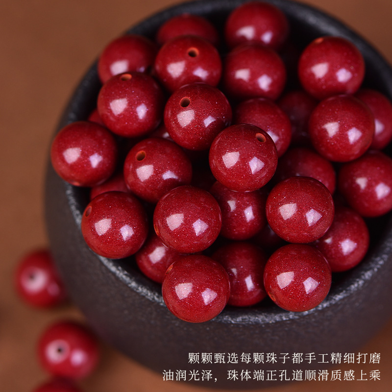 natural cinnabar loose beads purple gold sand emperor red sand round beads bracelet bracelet handmade beaded accessories wholesale delivery