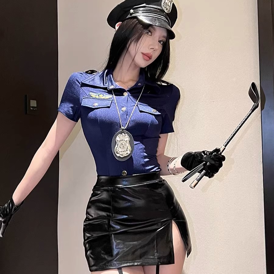 Ze You Hot Policewoman Sexy OL Royal Sister Style Sexy Uniform Role Play Free Stewardess Tight Hip Nightgown