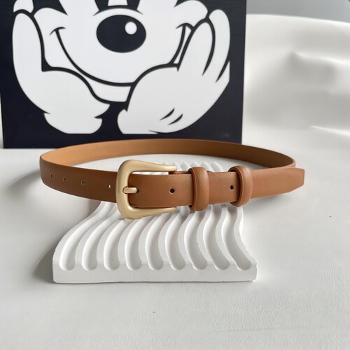Korean style pu leather women's belt fashion versatile jeans decorative belt ins Hong Kong style gold buckle thin belt