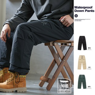 BGYO Japanese Style Retro Mountain Sports Down Pants Men's Warm Pinch Pleated Drawstring Leg Casual Sports Parachute Pants