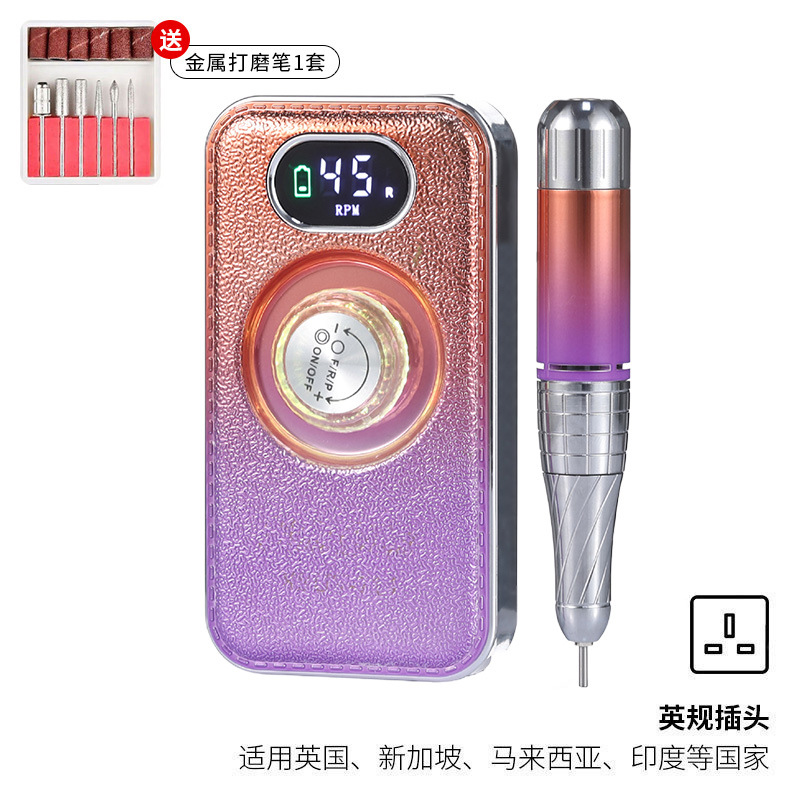 Pulitzador de uñas transfronterizo, tienda de uñas, herramientas de pulido de descarga de uñas profesionales, pulitador de almacenamiento de energía portátil, cuero