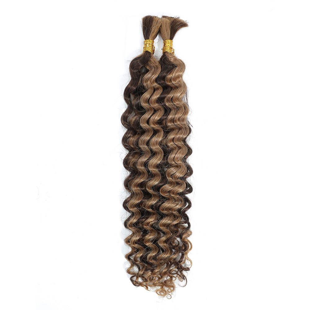Deep Wave Peruca de cabello real Curly cabello real Trenzado extensiones de cabello humano Bulk