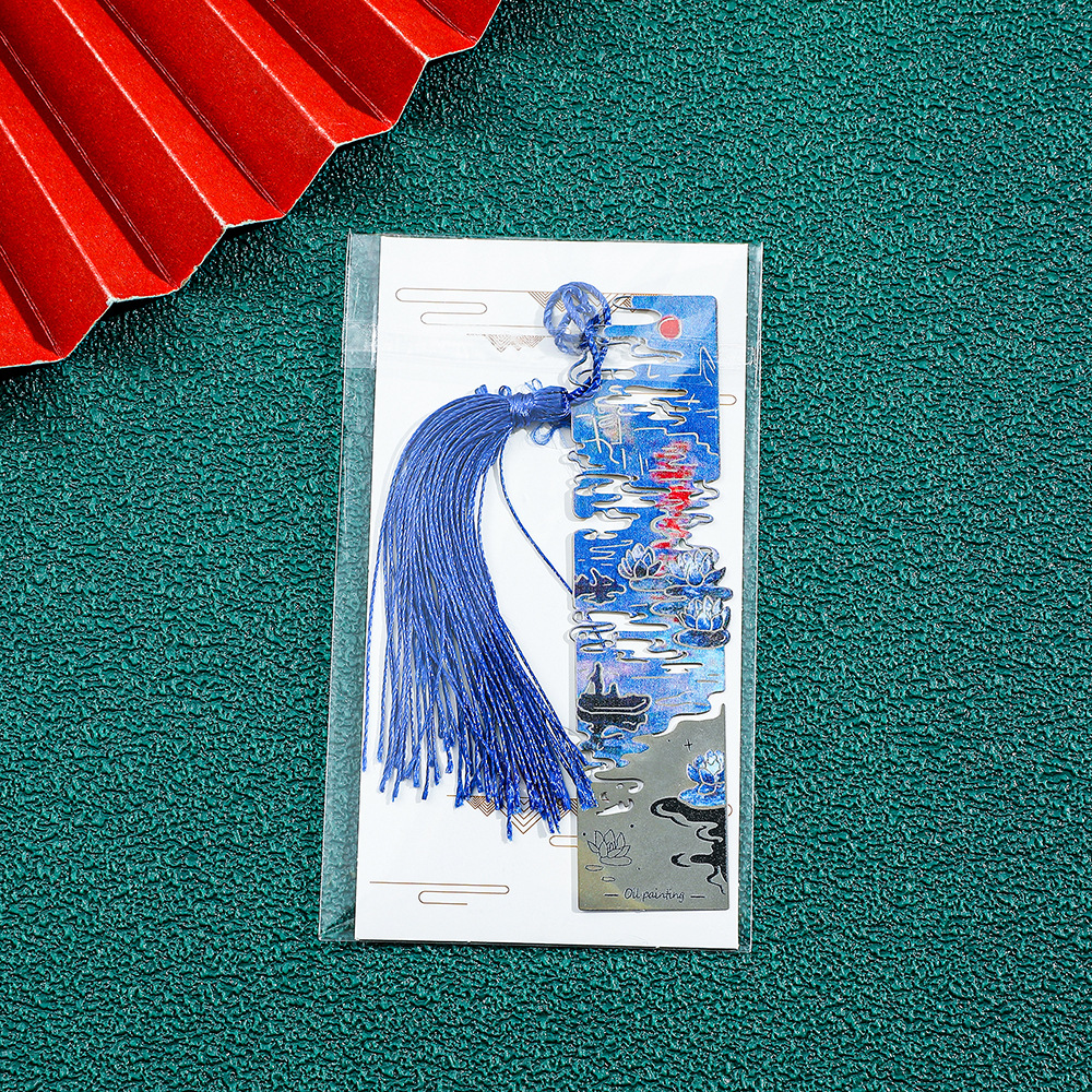 12g Weight Bookmark Stationery Type 1 Piece Quantity School, Graduation Occasion Metal Material Oil Painting Pattern Retro Style 1 Piece Oil Painting School Graduation Metal Retro Bookmark 1