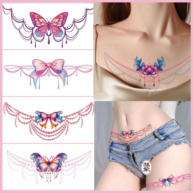 Cross-border New Sexy Succubus Tattoo Sticker Senior Sexy Couple Private Abdominal Waist Temporary Sticker on Chest