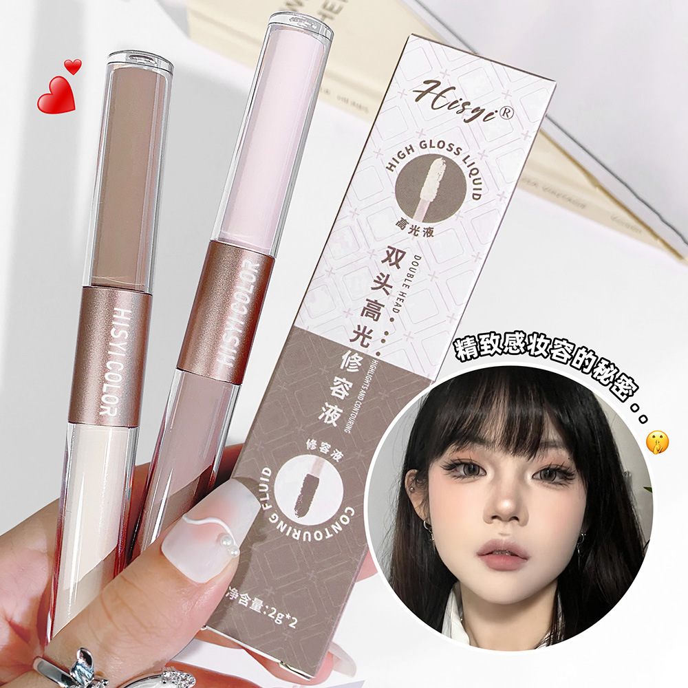 Hisyi Double-Ended Contouring Liquid Highlighter Shadow Two-In-One Nose Shadow Shadow Natural Brightening Student Highlighter Contouring Stick