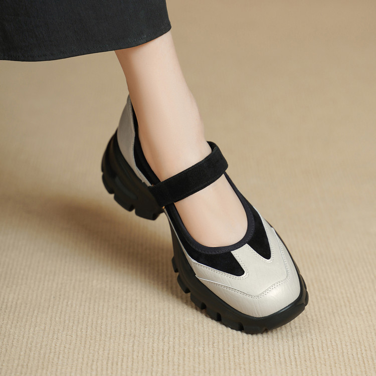 7cm Shallow Mouth Thick-Soled Dad Shoes for Women, Genuine Leather Wedge Mary Jane Shoes, 2026 New Spring Color-Blocking High-Heeled Single Shoes 7cm Shallow Mouth Thick-Soled Dad Shoes for Women, Genuine Leather Wedge Mary Jane Shoes, 2026 New Spring Color-Blocking High-Heeled Single Shoes
