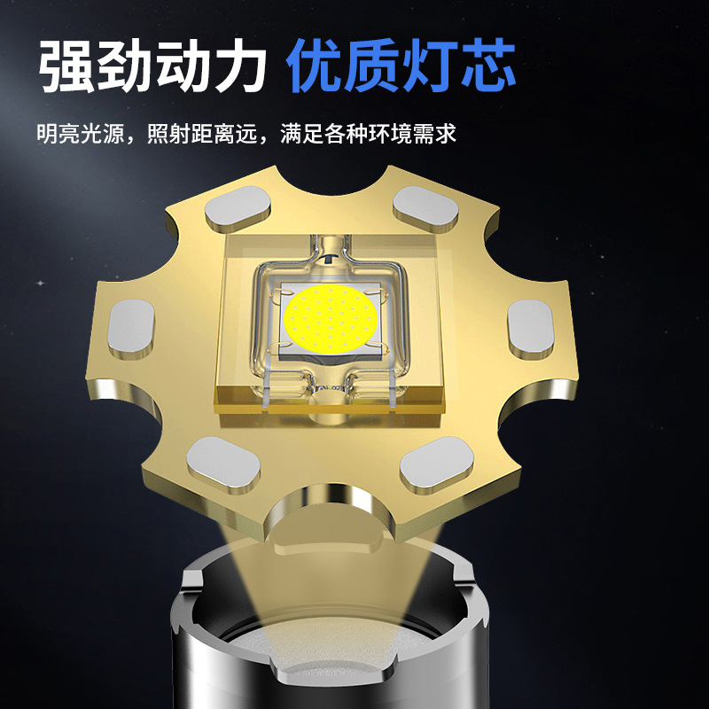 Linterna táctica láser, linterna telescópica de aleación de aluminio, linterna zoom para acampadas al aire libre, iluminación