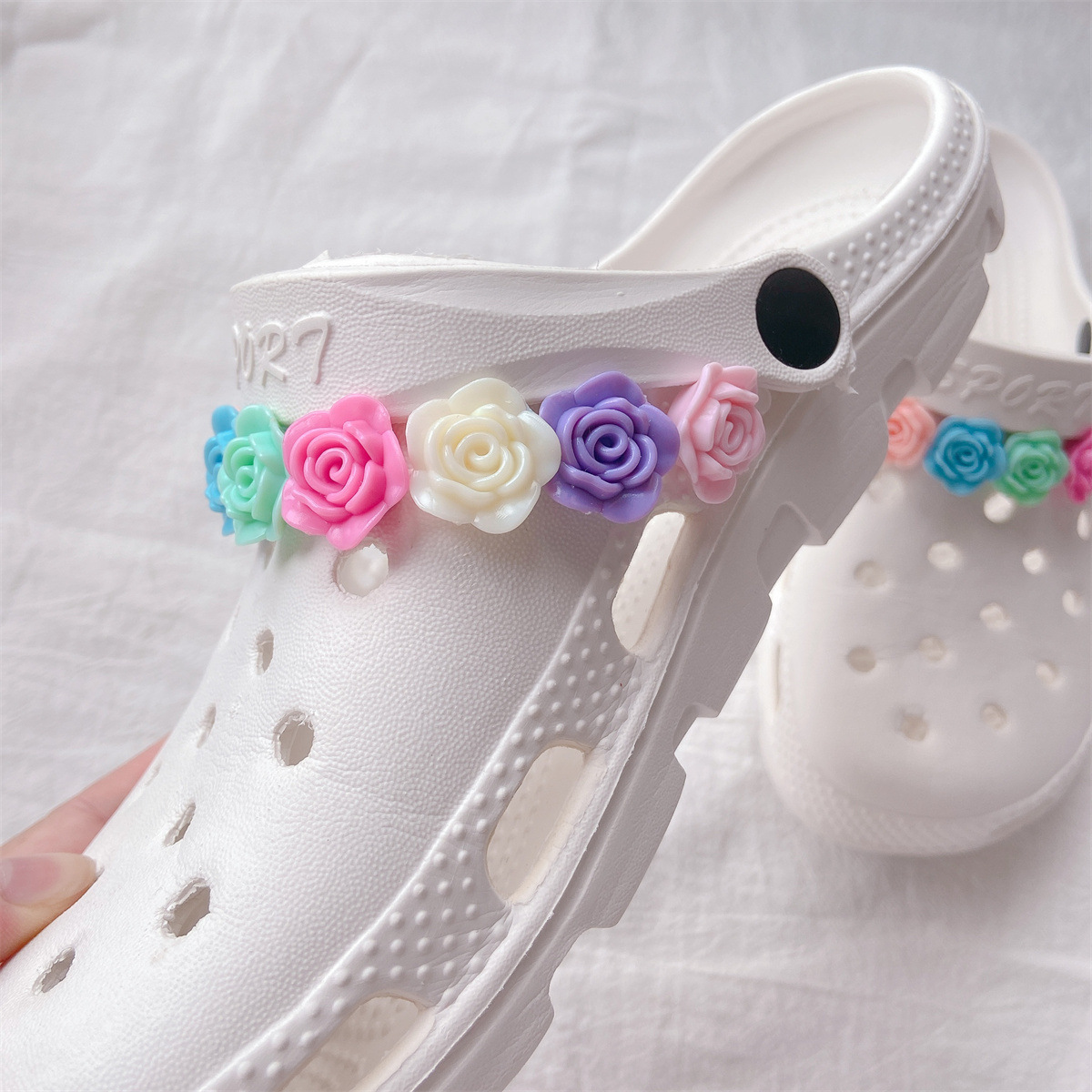 Women's Gender Colorful Shoe Accessories Plastic Slippers Summer Shoe Buckle
