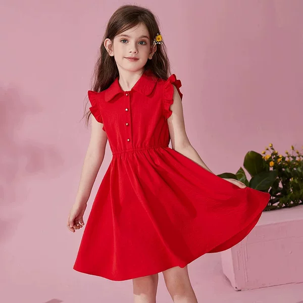 Girls' Fashionable and Sweet Dress, New Summer Style, Stylish Children's Sleeveless Vest Dress, Girl's Summer Princess Dress