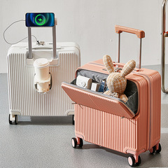 New Front-Opening Luggage Suitcase for Women High-End 18-inch Travel Multifunctional Rolling Suitcase for Men Password Bag