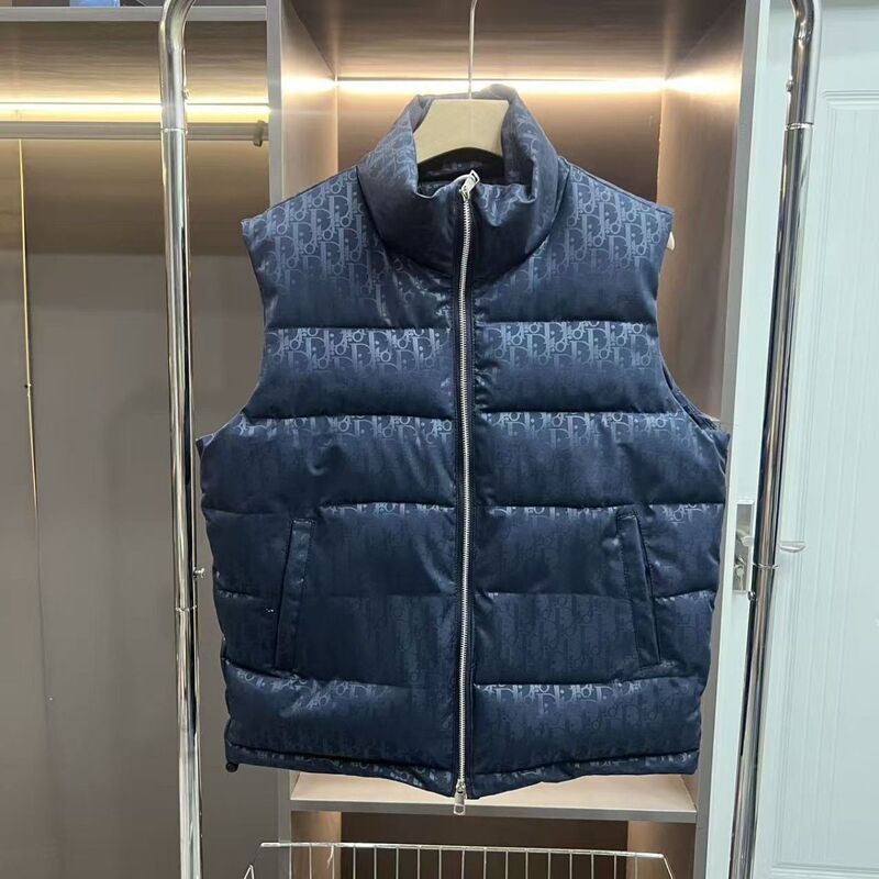 Men's Cotton Vest Winter New Letter Trendy Stand Collar Carbon Steel Zipper Warm Thickened Vest
