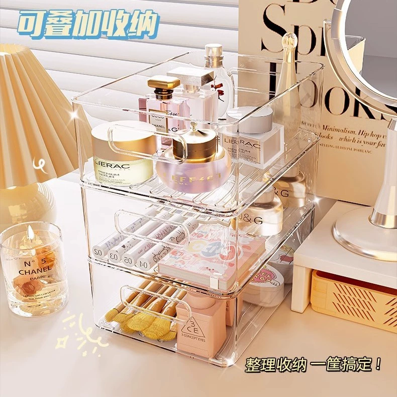 Acrylic Table Storage Box, Clear Stackable Organizer Basket, Small–Large Sizes, 190–580 g