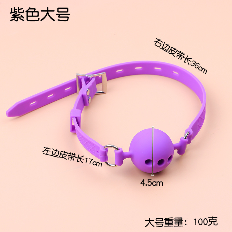 Silicone Ball Gag with Leather Straps, Red Adjustable Mouth Harness for Bondage Training — detail image 19
