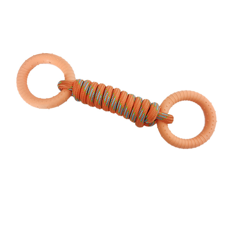 Transfronterizo nuevo perro de juguete cuerda de nylon molar diente limpieza TPR Círculo de entrenamiento resistente a la mordedura de juguetes para mascotas suministros fabricante