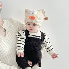 婴幼儿帽子秋冬季韩版可爱触角针织帽男童女宝宝加厚护耳毛线帽潮
