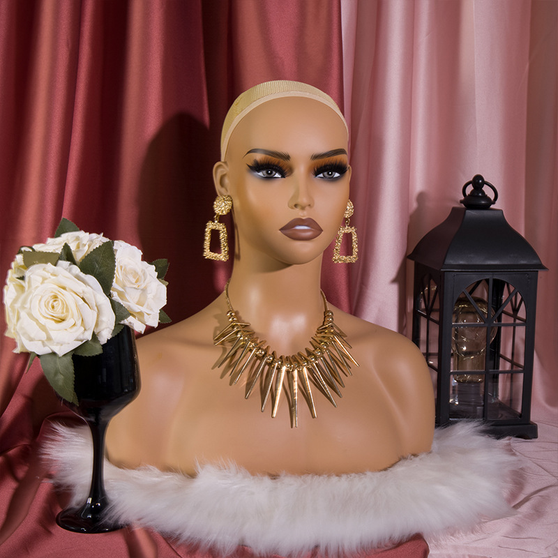 Pvc European and American Artificial Model Head Wig Photo Display Shoulder Dummy Head Model Factory Direct Sales Model Head