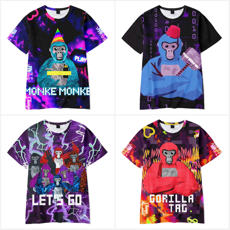 3D New Game Gorilla Gorilla Tag ShorT-sleeveD T-shirT DigiTal PrinTing RounD Neck CloThing ADulT KiDsren's CloThing
