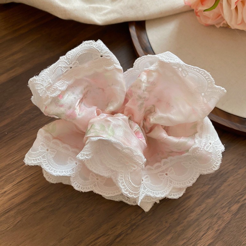 Encaje lazo para el cabello de intestino grueso de doble capa ins coreanos cuerda para el cabello de intestino grueso fresco y dulce en la parte posterior de la cabeza accesorios para el cabello femenino