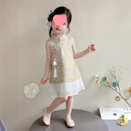 女童汉服连衣裙2026年夏季儿童新中式高端旗袍公主裙超仙古风裙子