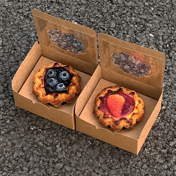 Caja de embalaje de tarta de huevo roja, tarta de maíz de encaje solar, caja de embalaje de tarta de frutas, tarta de pomelo, tarta de huevo única