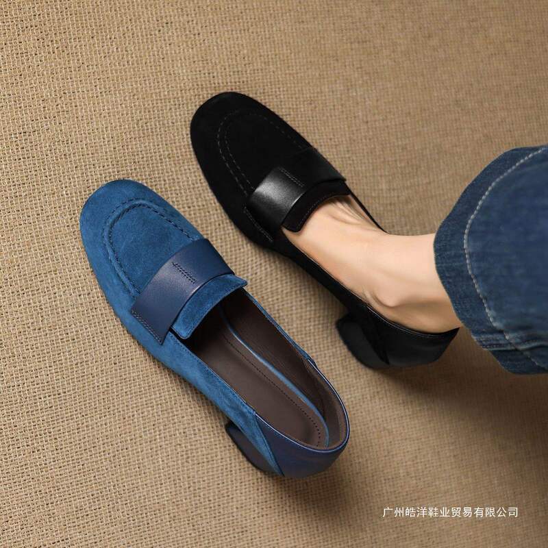 Off-Size Soft Leather French Retro Loafers for Women 2025 Autumn New Versatile High-Heeled Shoes