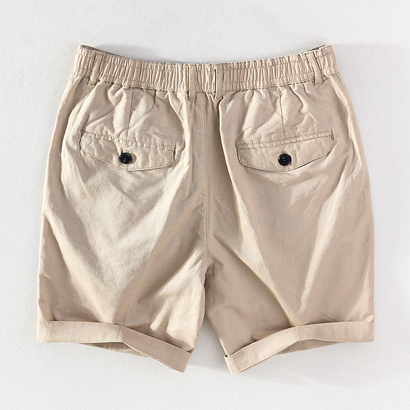 Casual linneshorts för herr med dragsko och elastisk midja_voghion.com