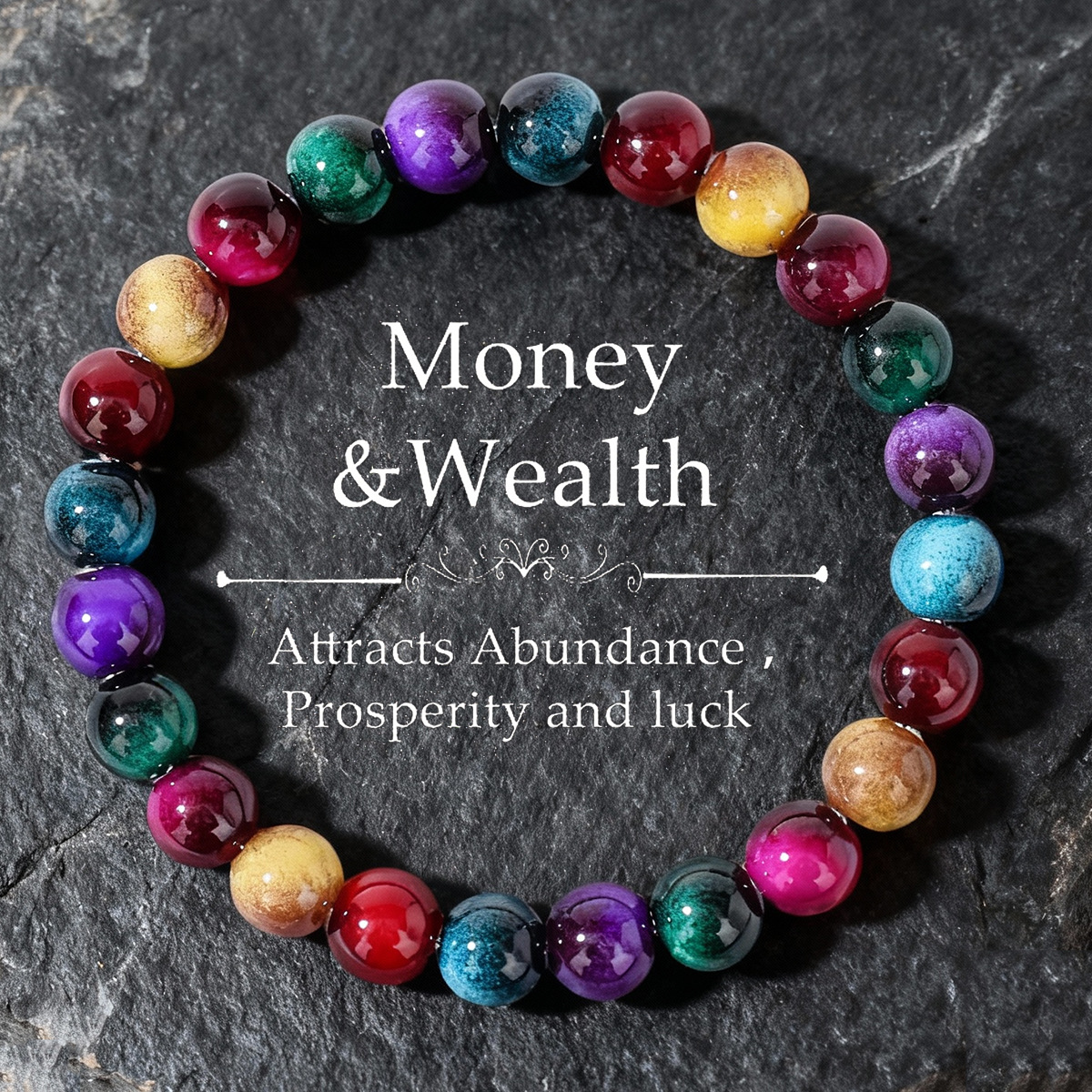 In-Stock New Trendy Personality Beaded Bohemian Crystal Cross-Border Bracelet Colorful Imitation Tiger Eye Women's Bracelet