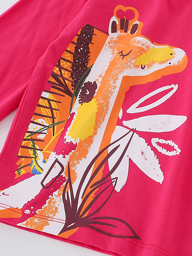 Forestkingdom ropa para niños al por mayor 2023 nueva camiseta de manga larga para niñas de dibujos animados patrón de estilo occidental camisa de fondo