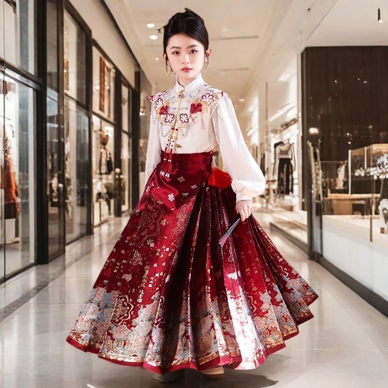 女童马面裙新款汉服儿童中国风古装古风改良套装唐装明制中式春秋|undefined