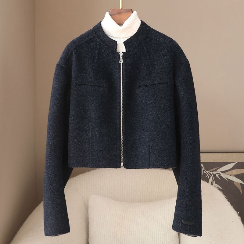 A small amount of clothing spring 30 camel velvet double-sided tweed short coat 2025 new small woolen coat women