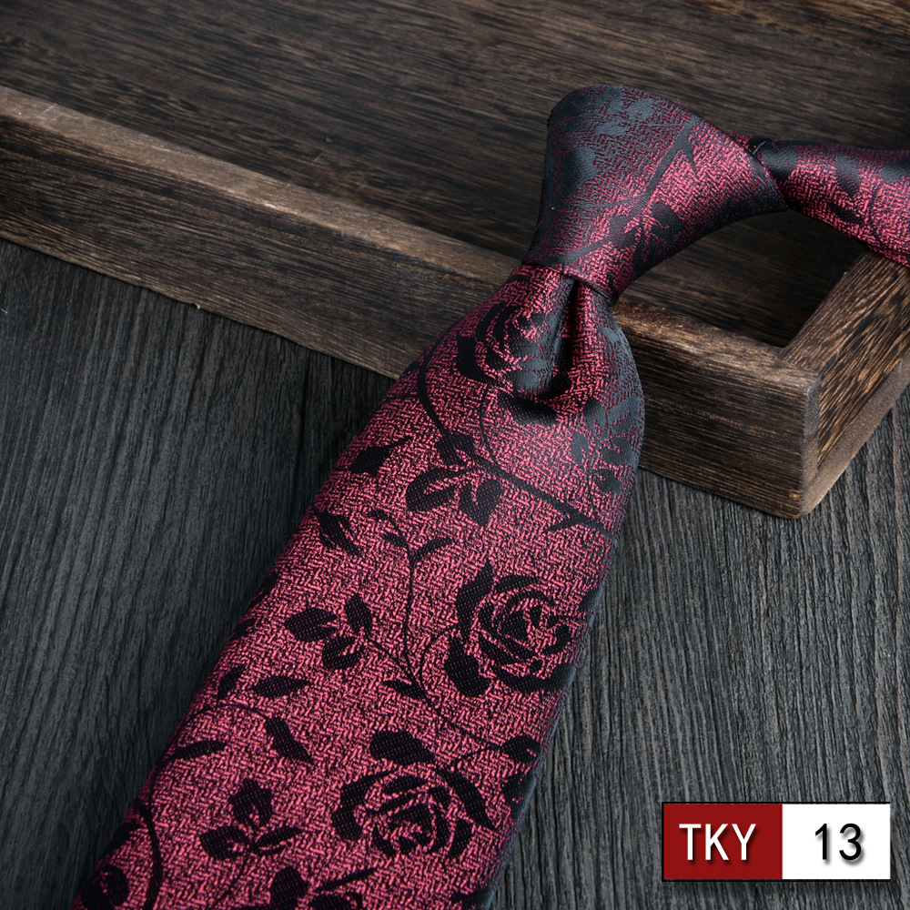 Corbata hombre vestido de negocios profesionales vino rojo novio casamiento Jacquard 8cm mano nueva tendencia spot