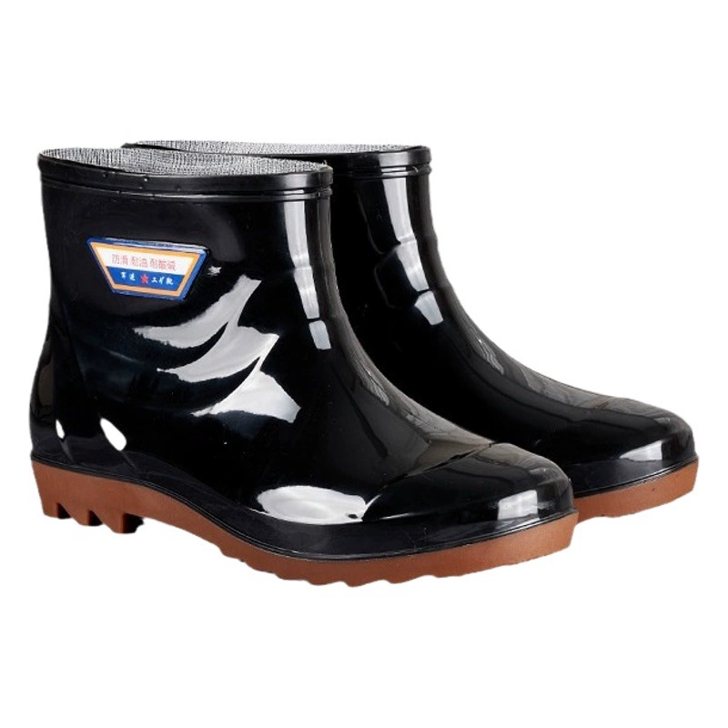 Мужские круглые головы удобные дождевые сапоги пластиковые низкая труба водонепроницаемая обувь мужские короткие трубочки нескользящие сапоги для кухни рыбалка резиновая обувь мужские