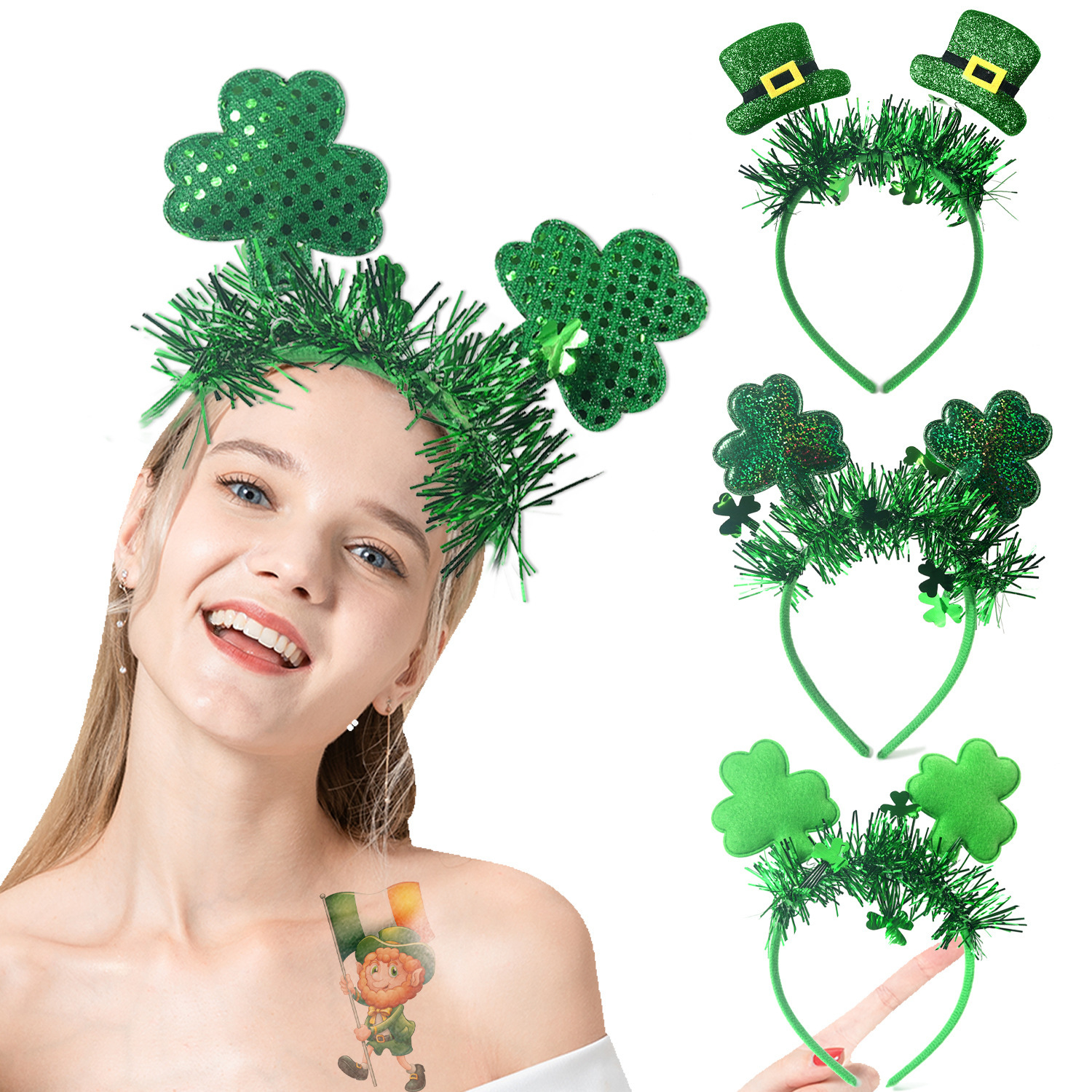 Nuevo cross-border irlandés día de San Patricio Fiesta de carnaval tribol decoración toque