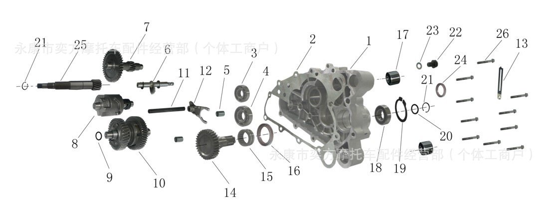 Atv Go-Kart Engine Parts Gy6 Jinlang Model Built-In Reverse Gear 150-200-300 Gear Set Complete Set