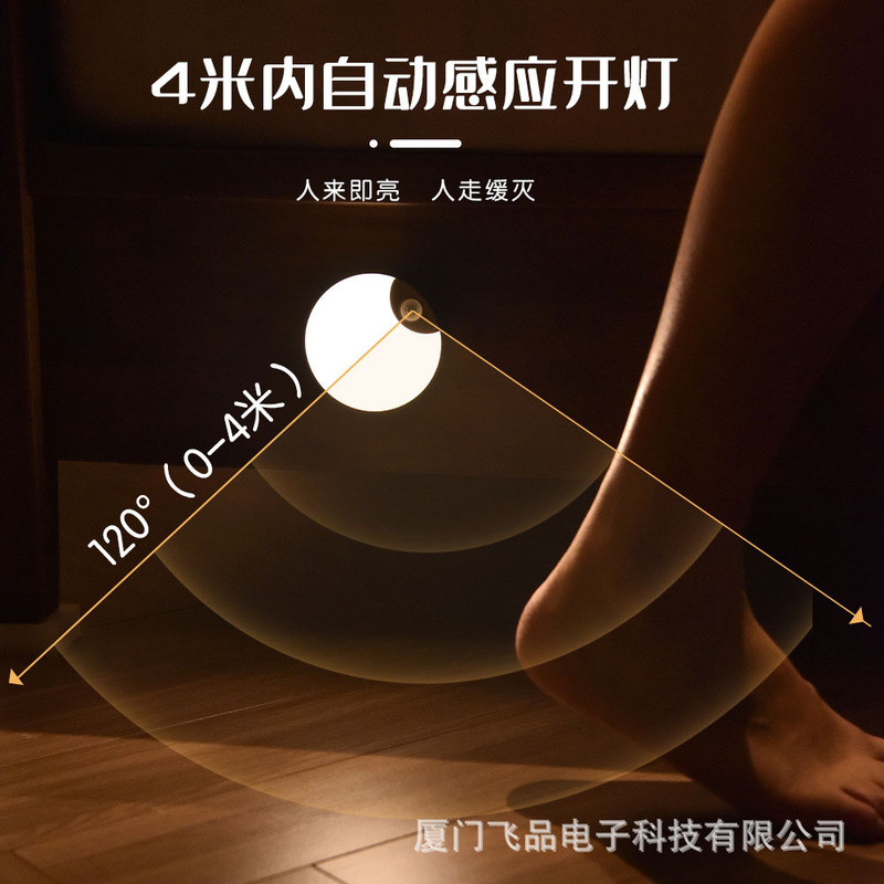 新しいセンサーライト人体センサーライトスマート寝室通路トイレ調光可能な磁気吸引充電式 LED ナイトライト|undefined