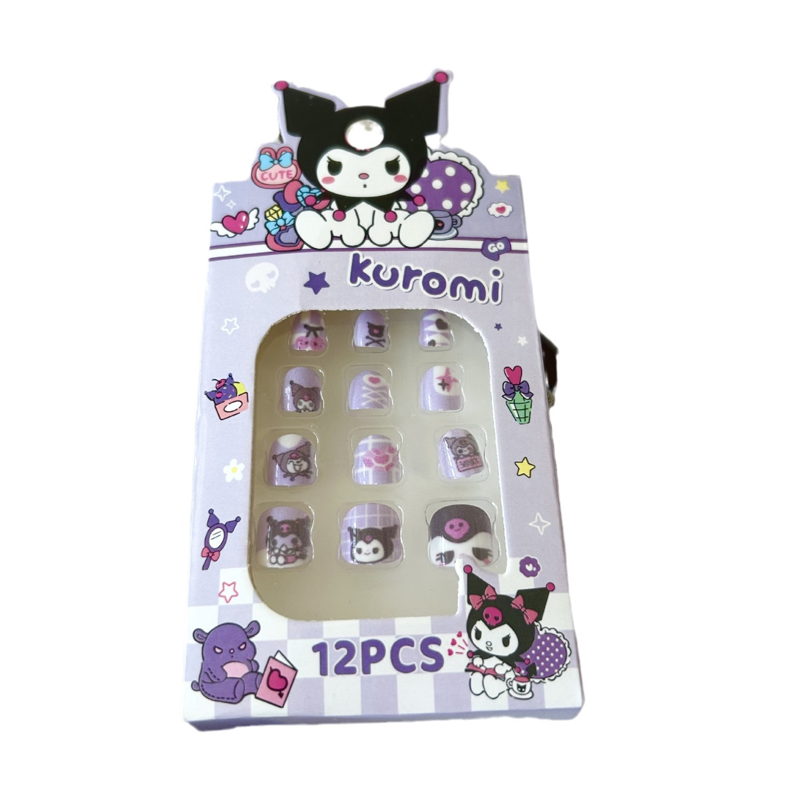 Nuevo Sanrio pegatinas de uñas para niños Kolomi pegatinas de uñas desmontables para chicas para usar uñas