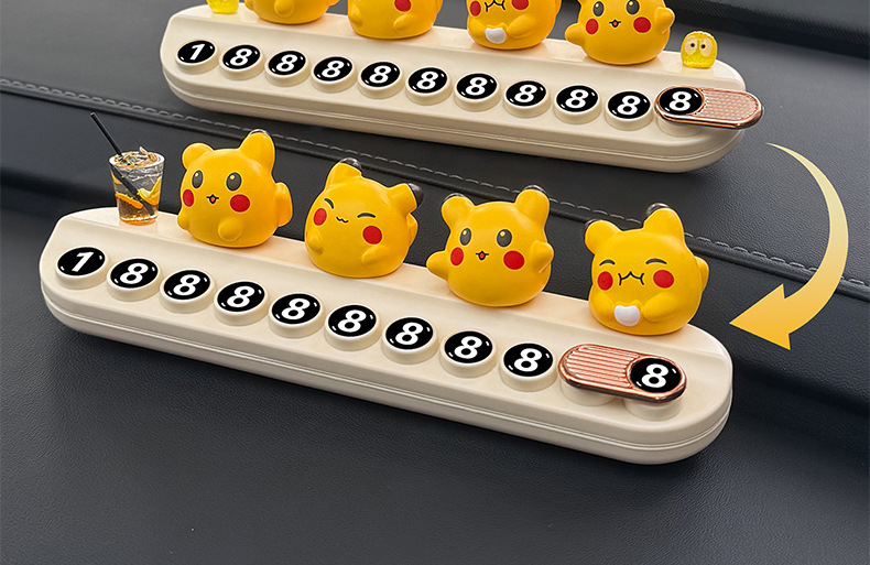 New Pikachu Temporary Parking Number Plate, High-Looking Moving License Plate, Cute Cartoon Car Moving Phone Plate