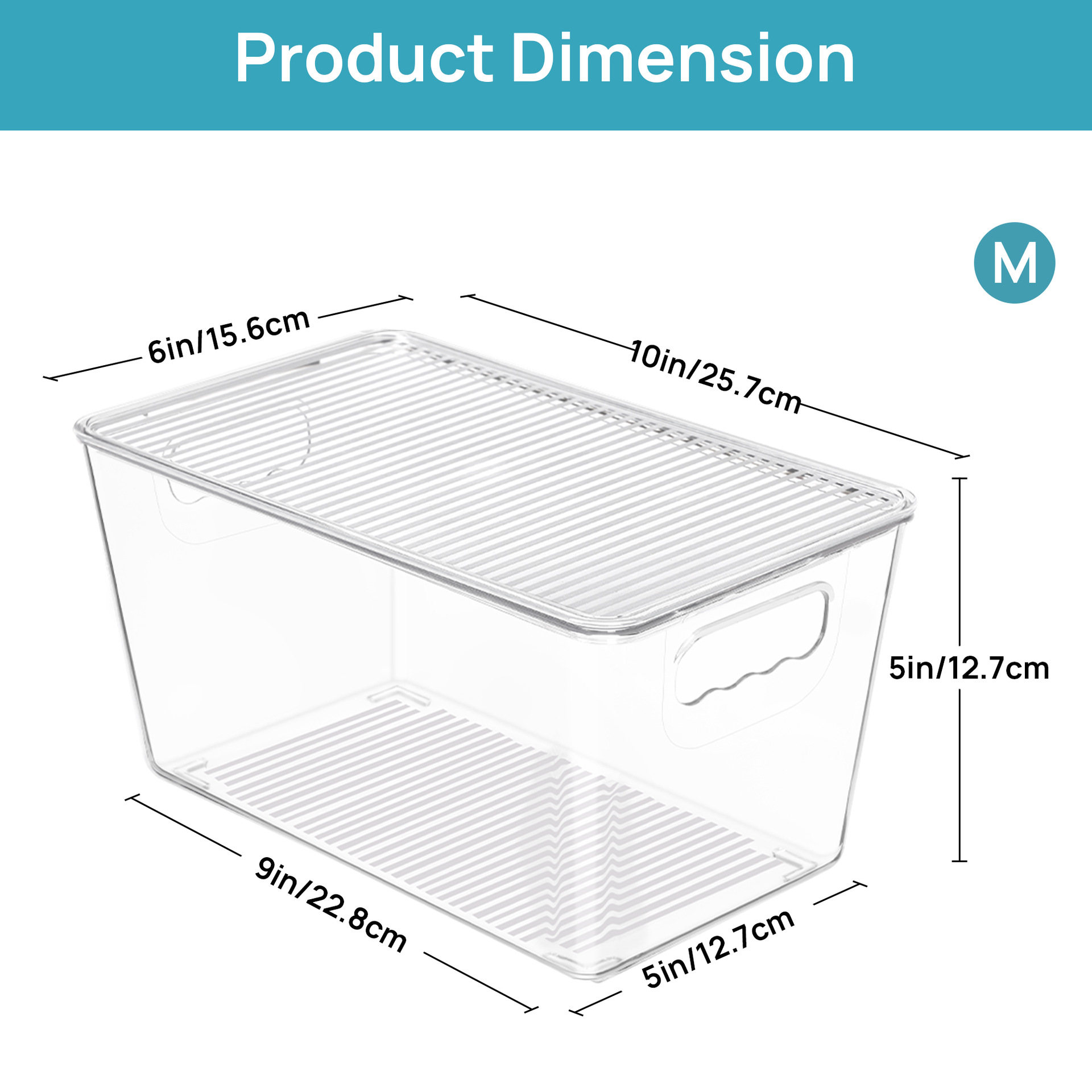 Caja de almacenamiento transparente apilable con asa y tapa, tamaño grande para cocina y dormitorio, artículo popular para almacenar y organizar alimentos.