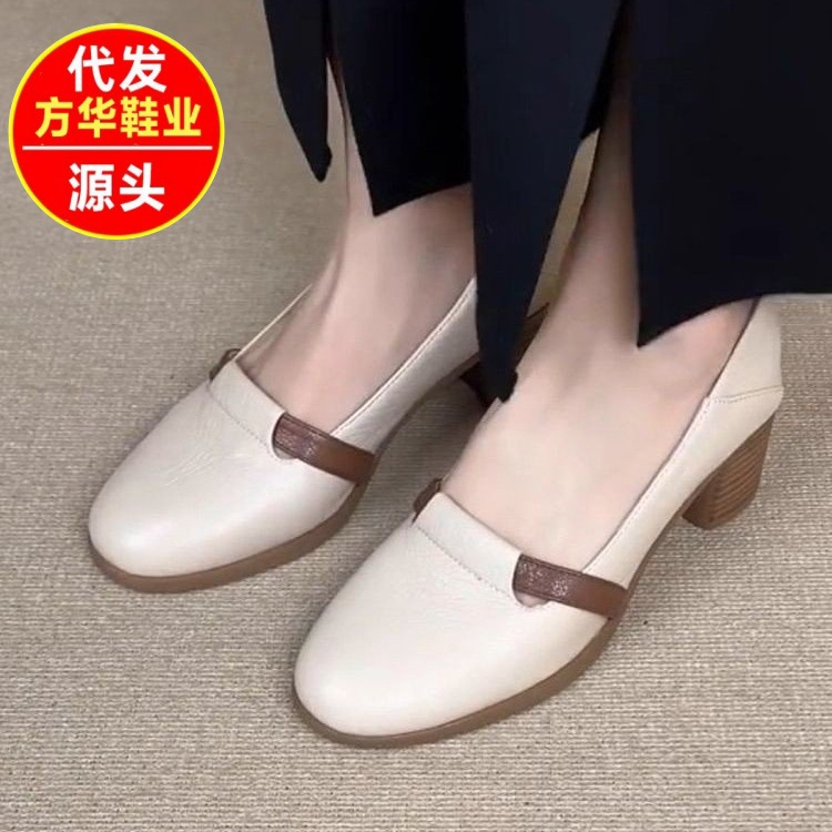2026 nuevos zapatos de verano para mujeres de hadas francesas suaves zapatos poco profundos zapatos lefour de talón grueso