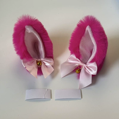 ear helmet decoration motorcycle helmet: Motosiklet dəbilqələri - cat-ear-pink-bow-1-pair-rose-red