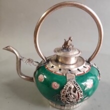 白铜瓷壶摆件 仿古酒壶 茶壶古玩收藏品家居装饰工艺礼品摆件