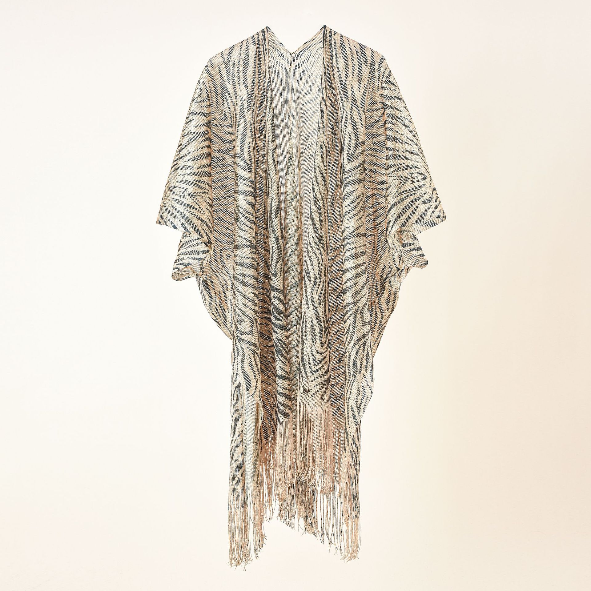 Blusa con estampado de cebra para mujer, nueva colección primavera-verano 2024, diseño holgado con borlas, estilo europeo y americano, tipo cárdigan. image 6