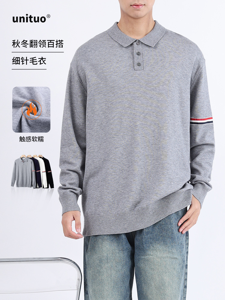 Uniqlo hombre lujo ligero transfronterizo de alto nivel suéter de punto perezoso estilo hombre de negocios ocio condujo polo camisa