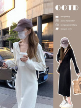 法式气质连帽卫衣裙女秋冬2025新款休闲显瘦连衣裙百搭打底长裙子