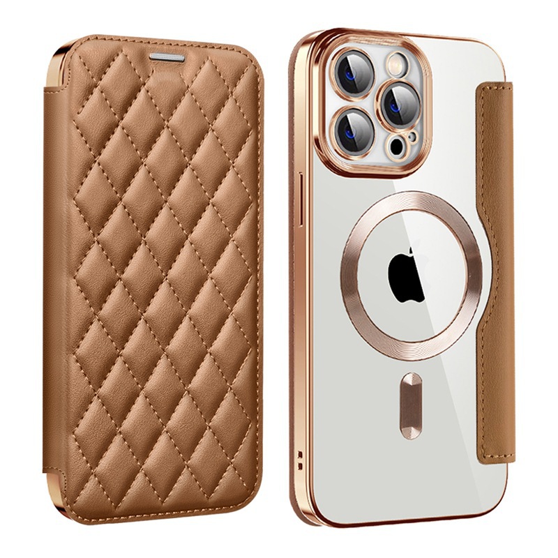 Funda para teléfono móvil iPhone 17 Pro Max Yadun, estilo pequeño y aromático, con imán, adecuada para Apple 16, funda creativa de cuero acolchado con ranura para tarjetas.